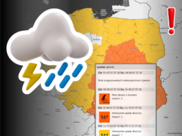Grafika przedstawiająca mapę Polski i chmurę