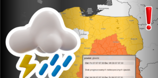 Grafika przedstawiająca mapę Polski i chmurę