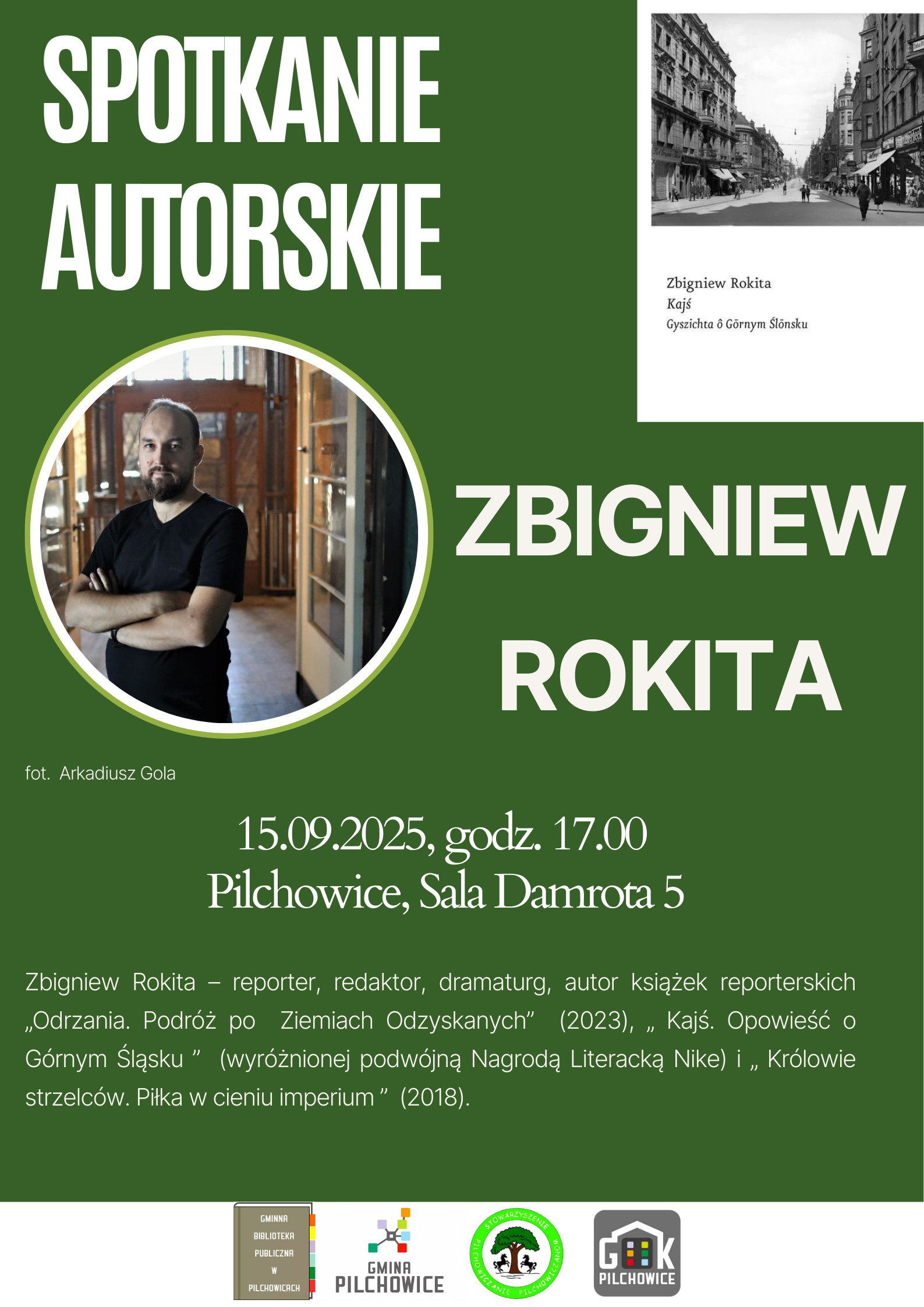 Plakat informujący o spotkaniu autorskim